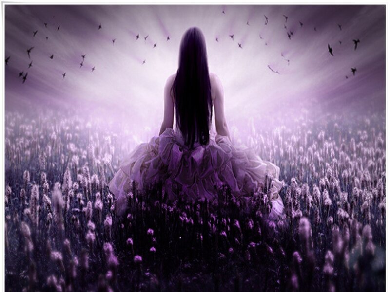 Woman in Purple Dress — Serene, Night