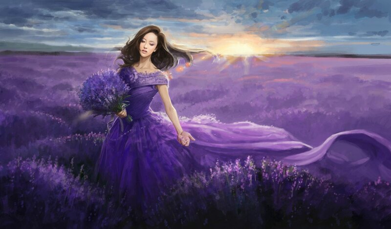 Woman in Purple Dress — Serene, Sunrise