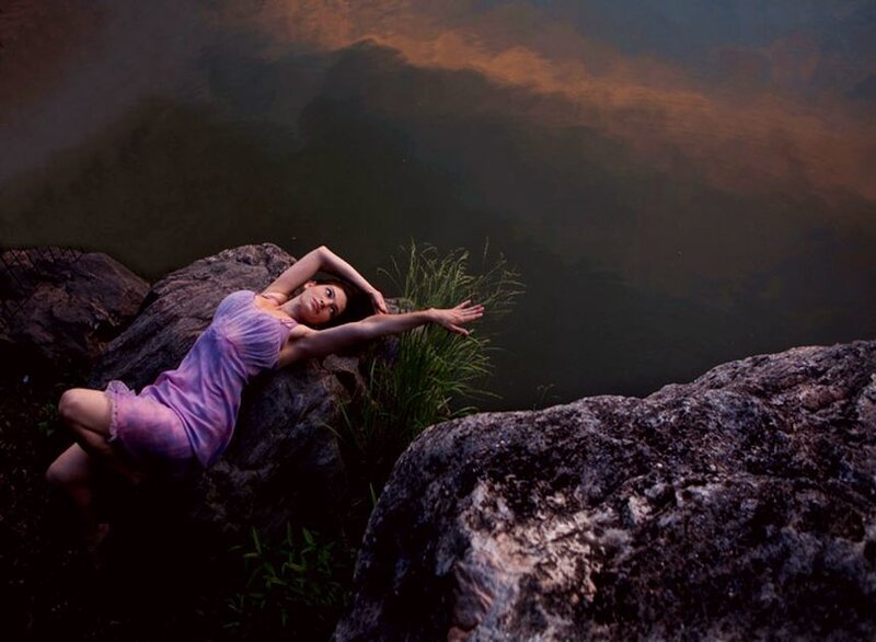 Woman in Purple Dress — Serene, Sunset
