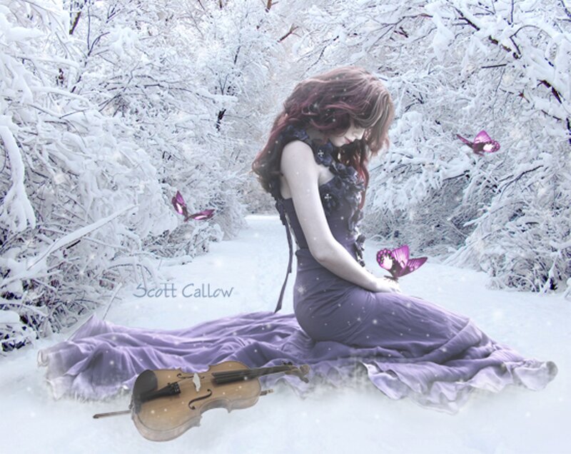 Woman in Purple Dress — Serene, Winter