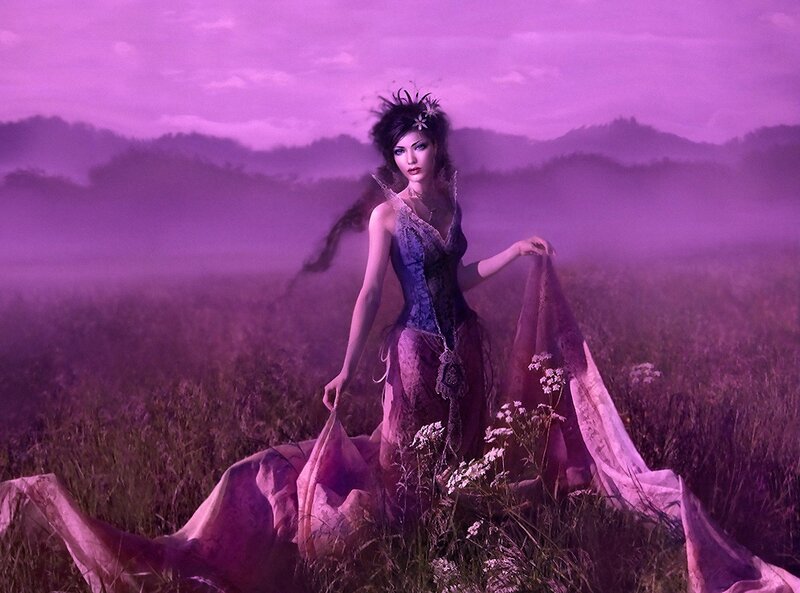 Woman in Purple Field — Dreamy