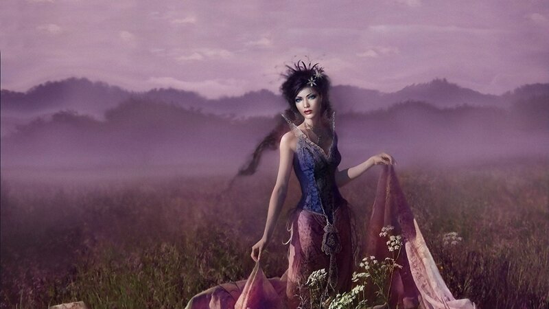 woman in purple field