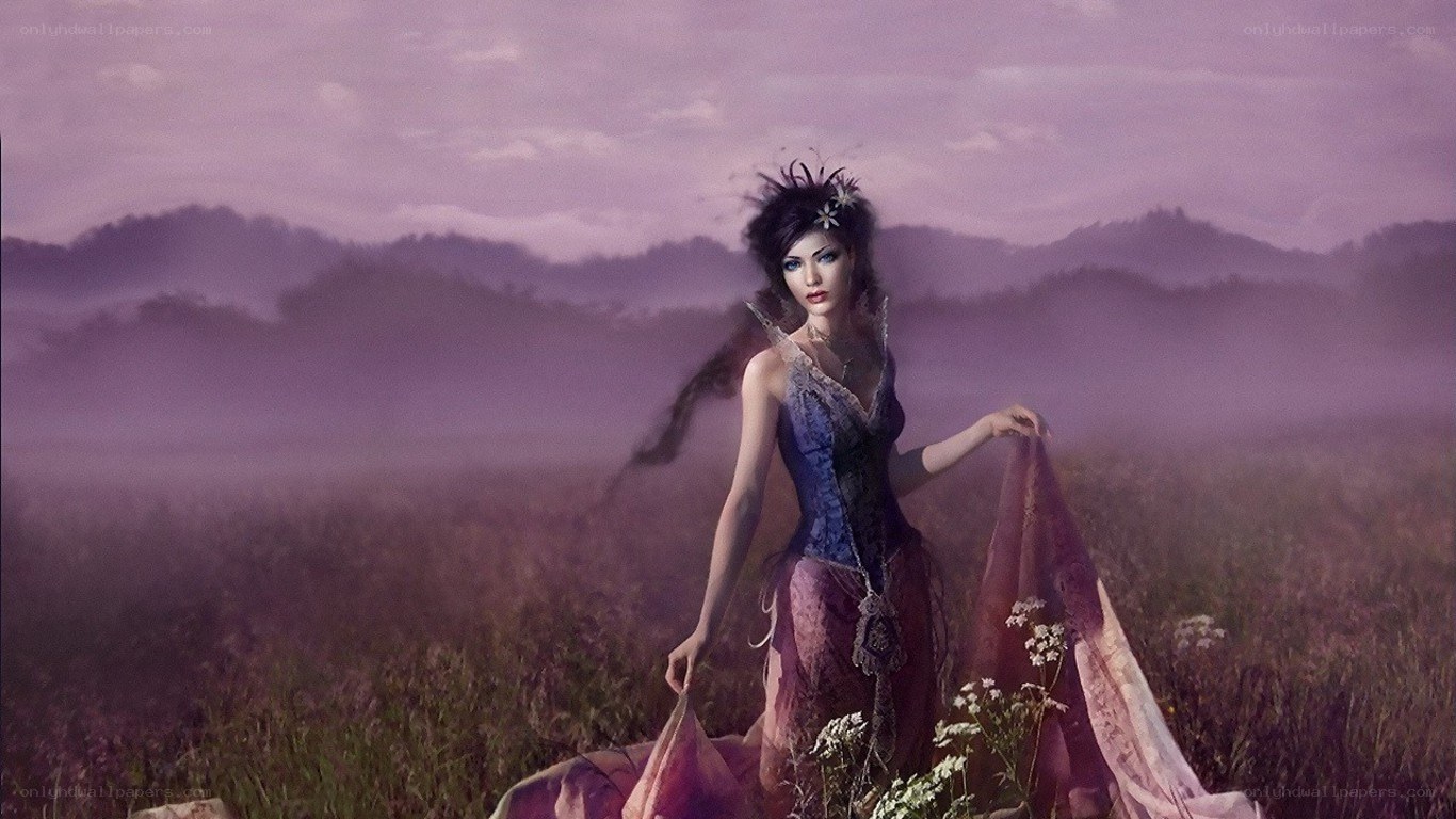 woman in purple field