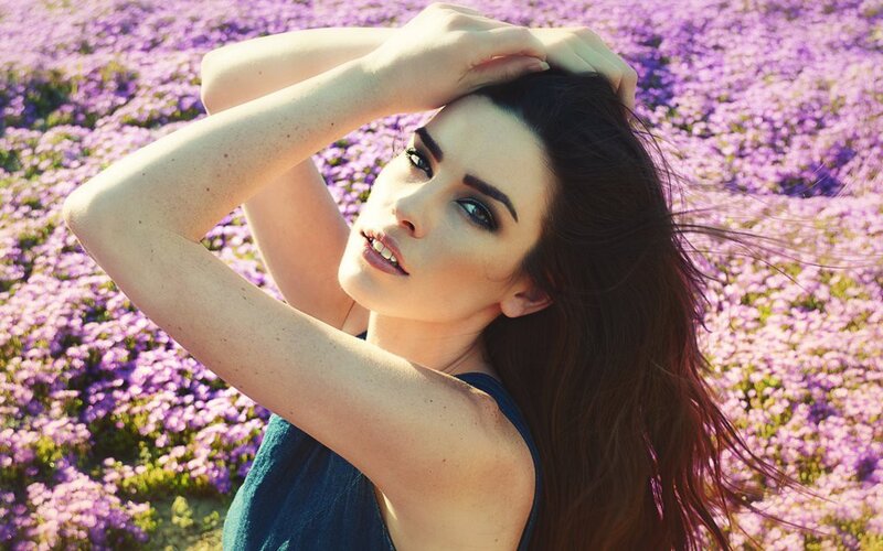 woman in purple flower field