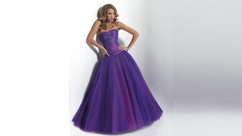 woman in purple gown