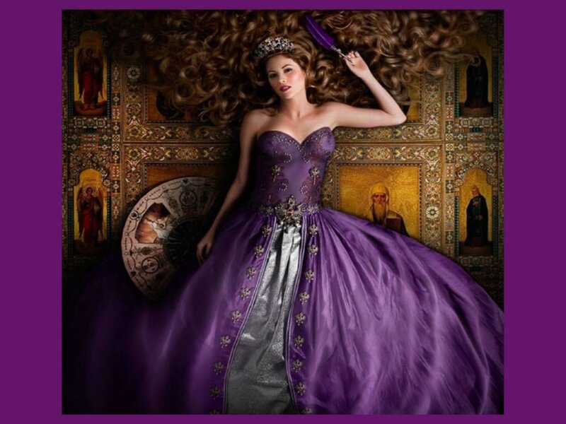 woman in purple gown