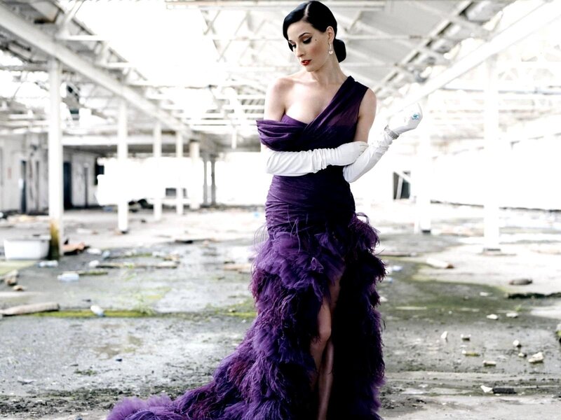 Woman in purple gown