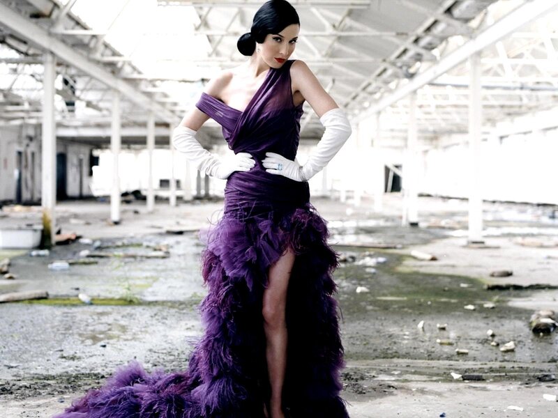 Woman in purple gown
