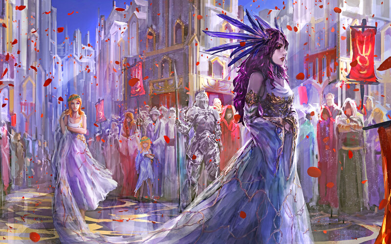 Woman in Purple Gown — Dramatic, Afternoon, Digital Art