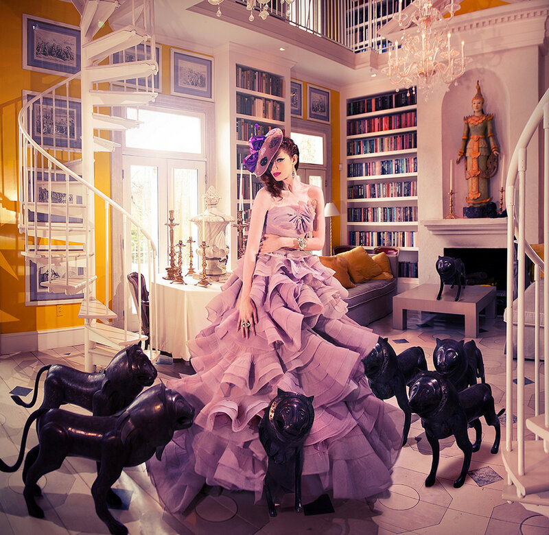 Woman in Purple Gown — Dramatic, Afternoon, Photograph