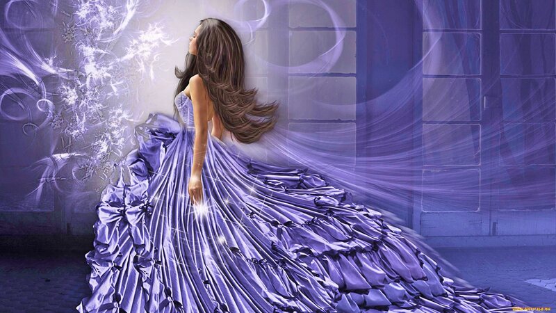 Woman in Purple Gown — Dramatic, Digital Art, Dress