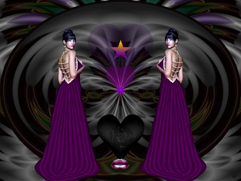 Woman in Purple Gown — Dramatic, Digital Art, Heart