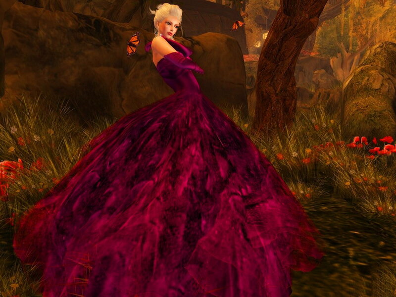 Woman in Purple Gown — Dramatic, Night, 3d Render