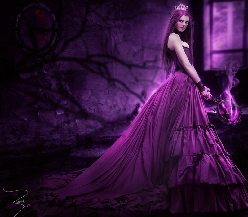 Woman in Purple Gown — Dramatic, Night, Digital Art, Crown
