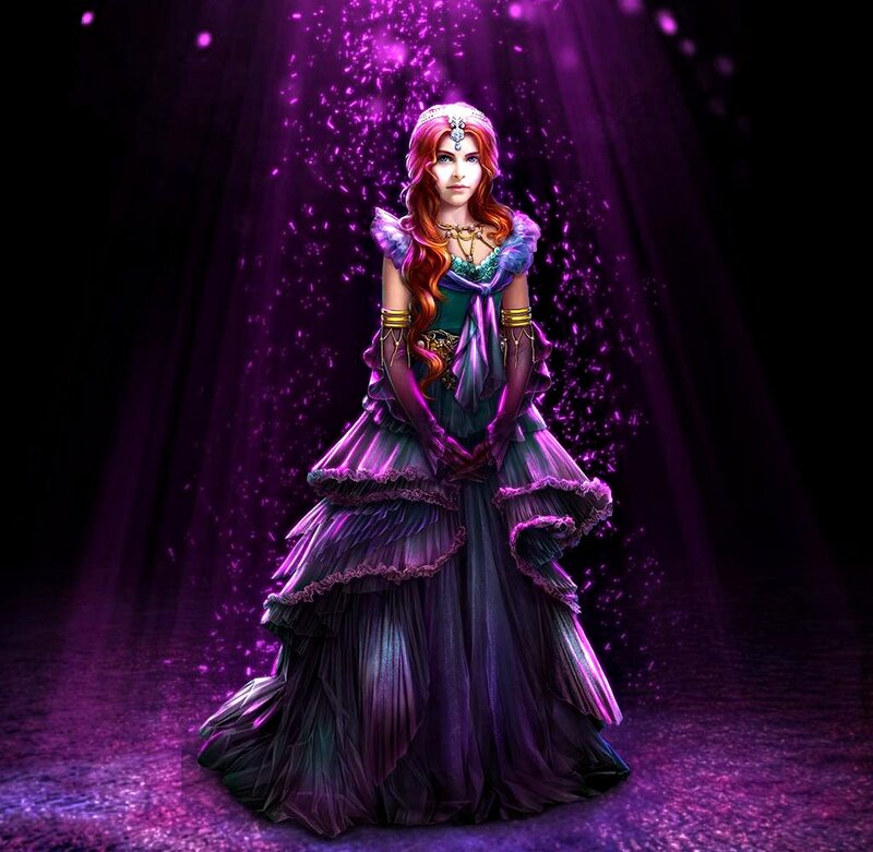 Woman in Purple Gown — Dramatic, Night, Digital Art, Purple Light
