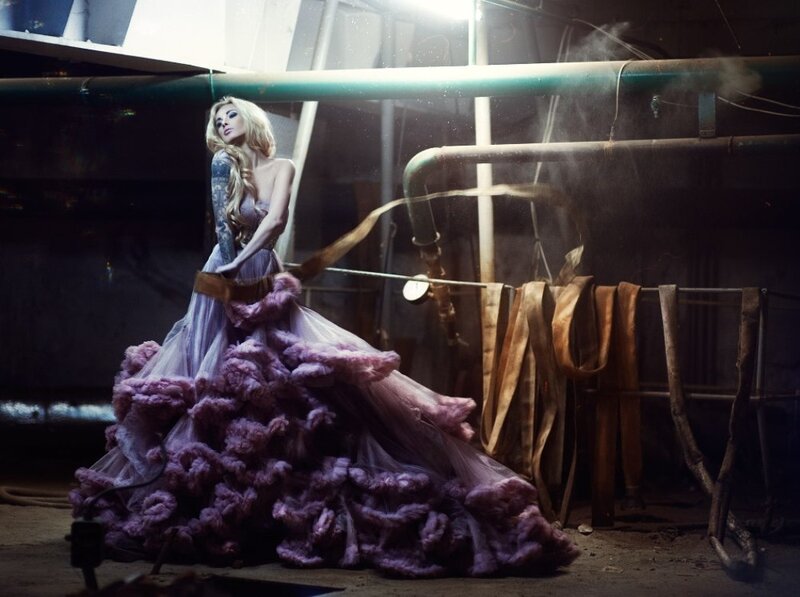 Woman in Purple Gown — Dramatic, Photograph, Tattoo