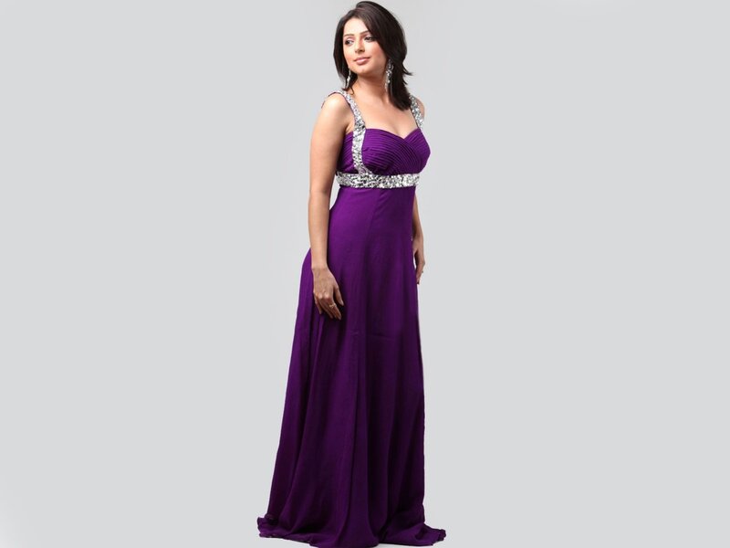 Woman in Purple Gown — Elegant, Photograph