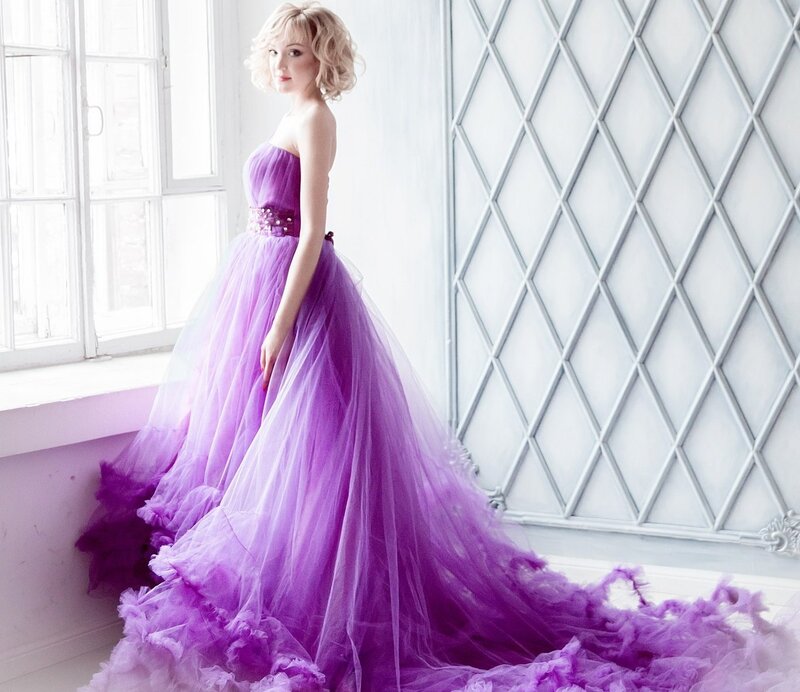 Woman in Purple Gown — Elegant, Photograph, Window
