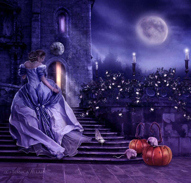 Woman in Purple Gown — Mysterious, Night, Digital Art
