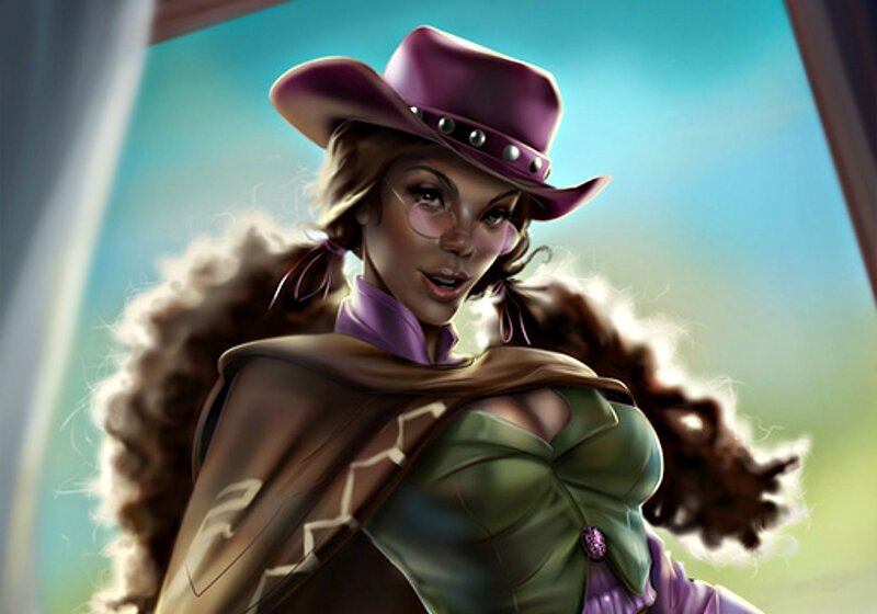 Woman in Purple Hat — Dramatic, Digital Art