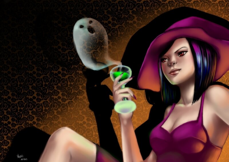 Woman in Purple Hat — Dramatic, Night