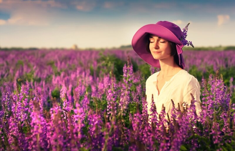 Woman in Purple Hat — Serene