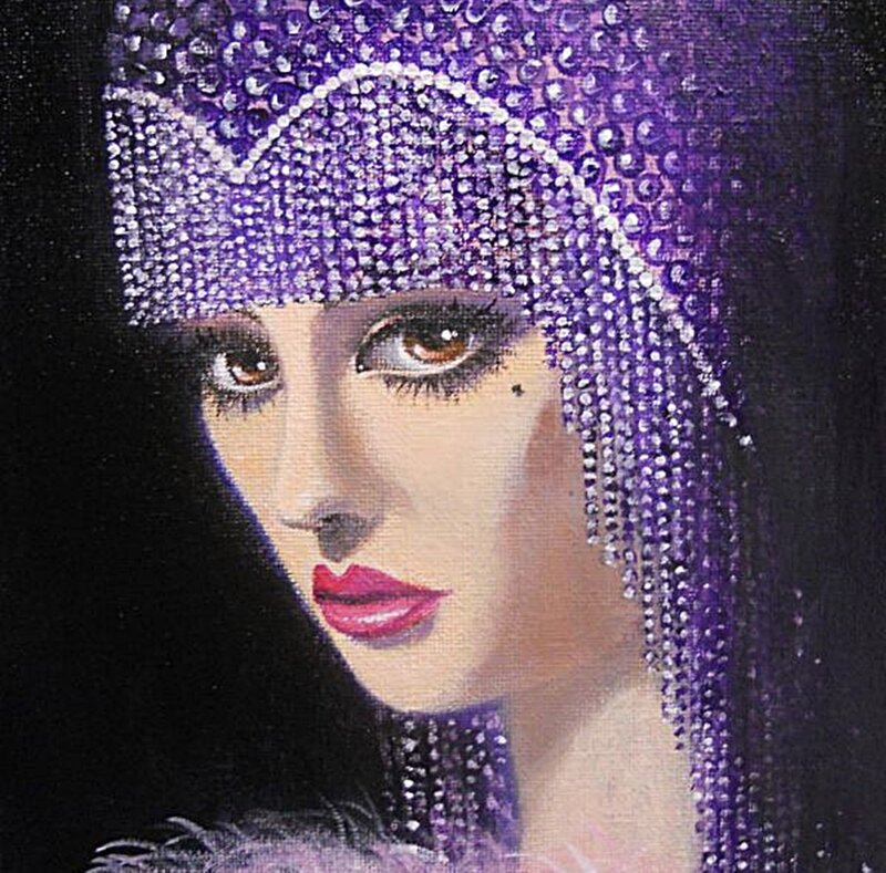 Woman in Purple Headpiece