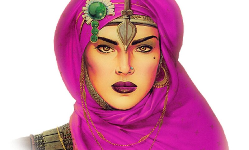 Woman in Purple Headscarf — Dramatic, Illustration