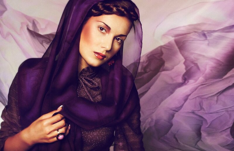 Woman in Purple Headscarf — Dramatic