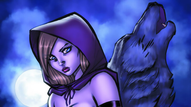 Woman in Purple Hood — Blue