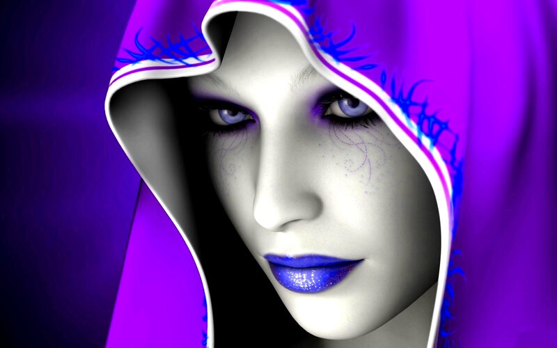 Woman in Purple Hood — Dramatic