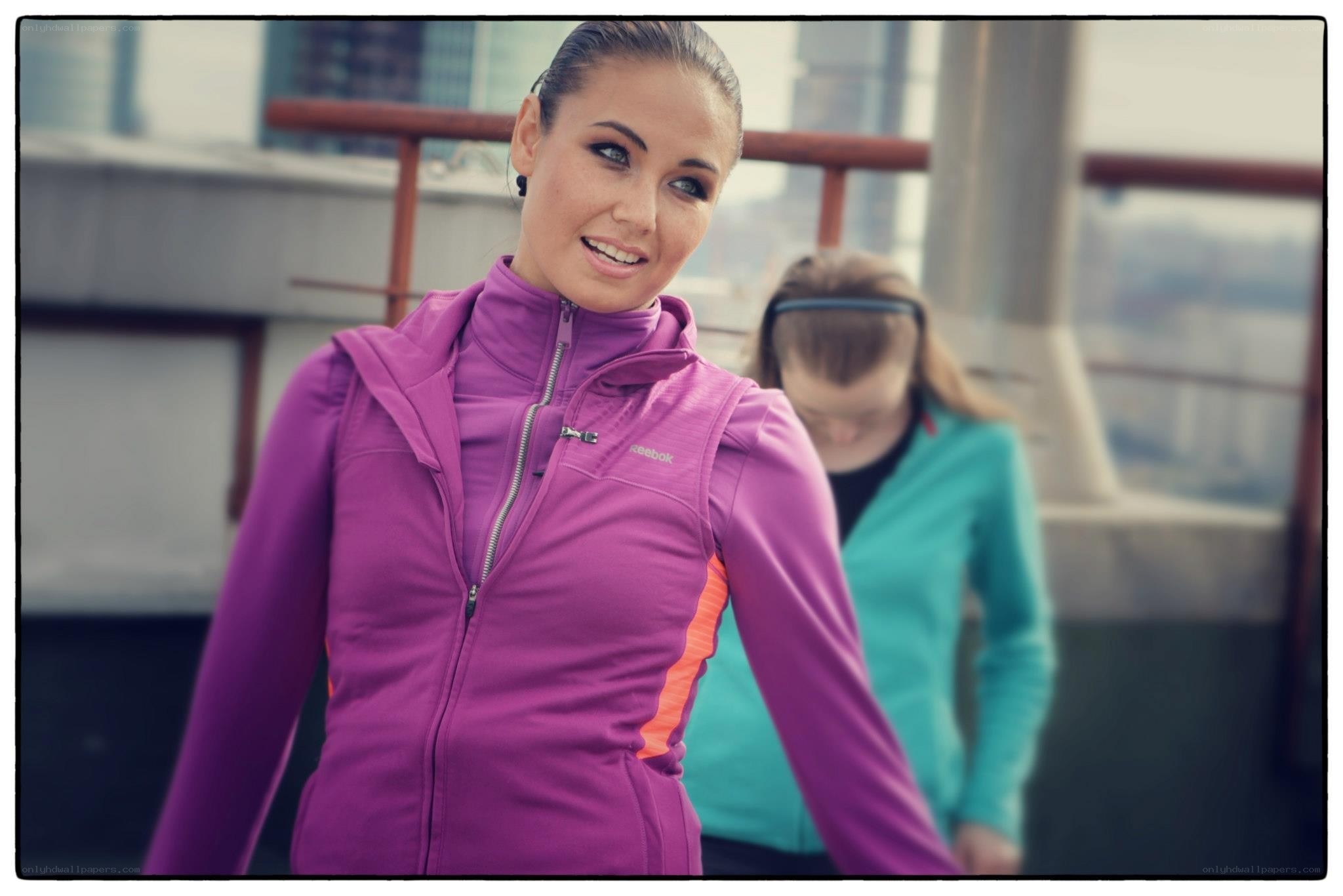 woman in purple jacket