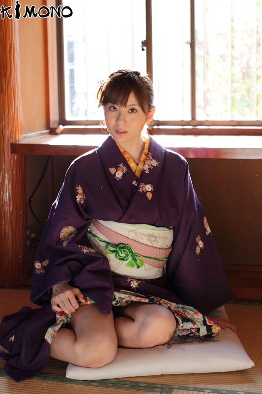 Woman in purple kimono