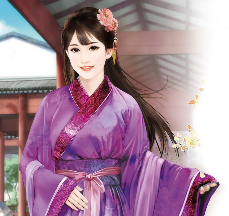 Woman in Purple Kimono — Serene, Afternoon