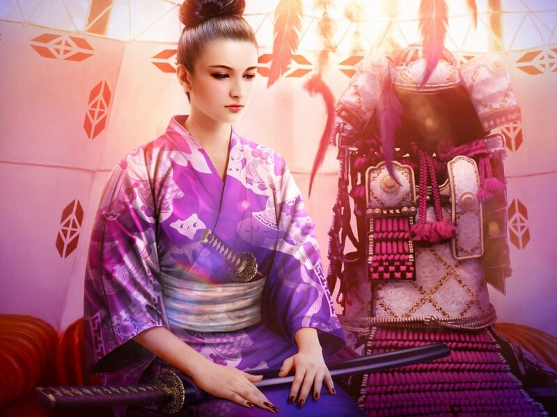 Woman in Purple Kimono — Serene