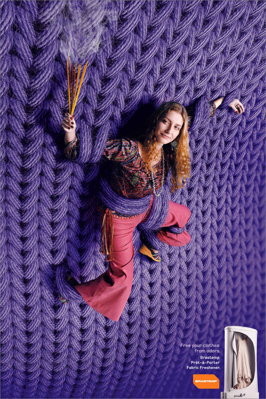 woman in purple knit fabric
