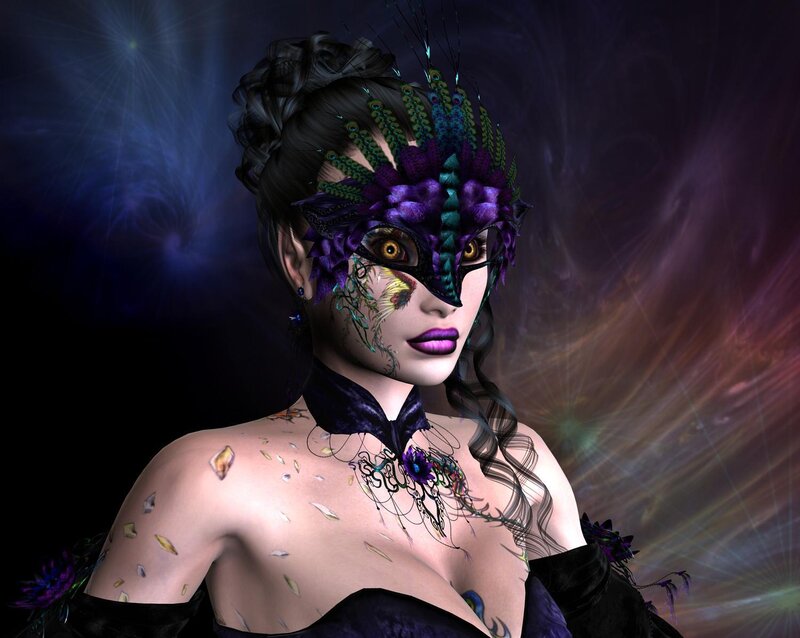woman in purple mask