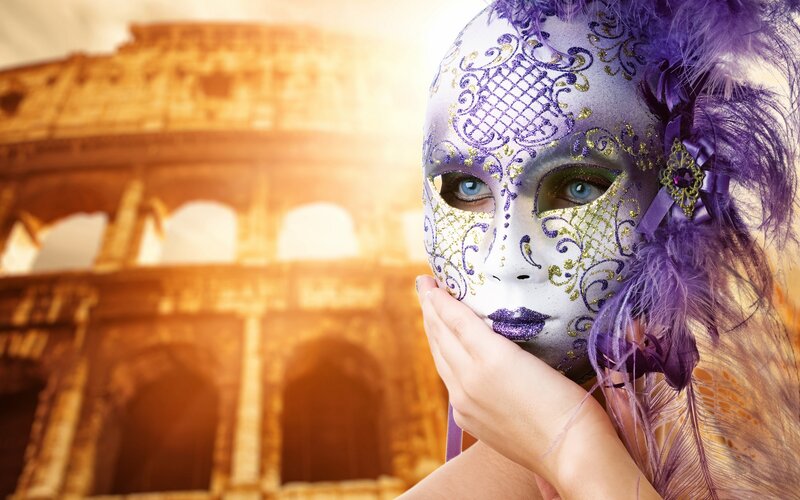 Woman in Purple Mask — Dramatic, Afternoon