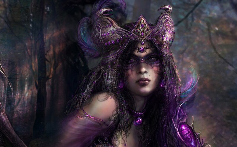 Woman in Purple Mask — Dramatic, Night, Digital Art