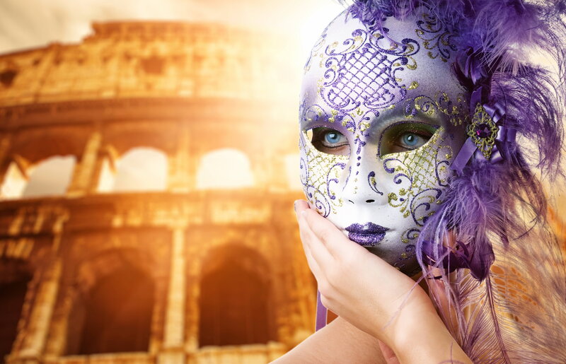 Woman in Purple Mask — Dramatic, Sunset