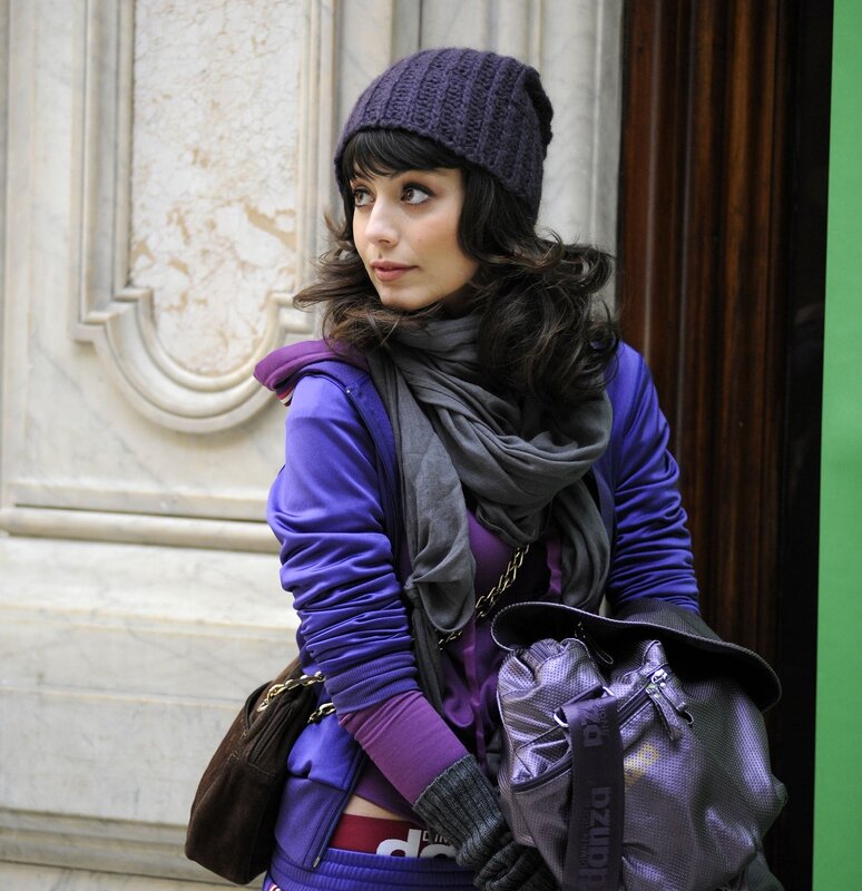 woman in purple outfit