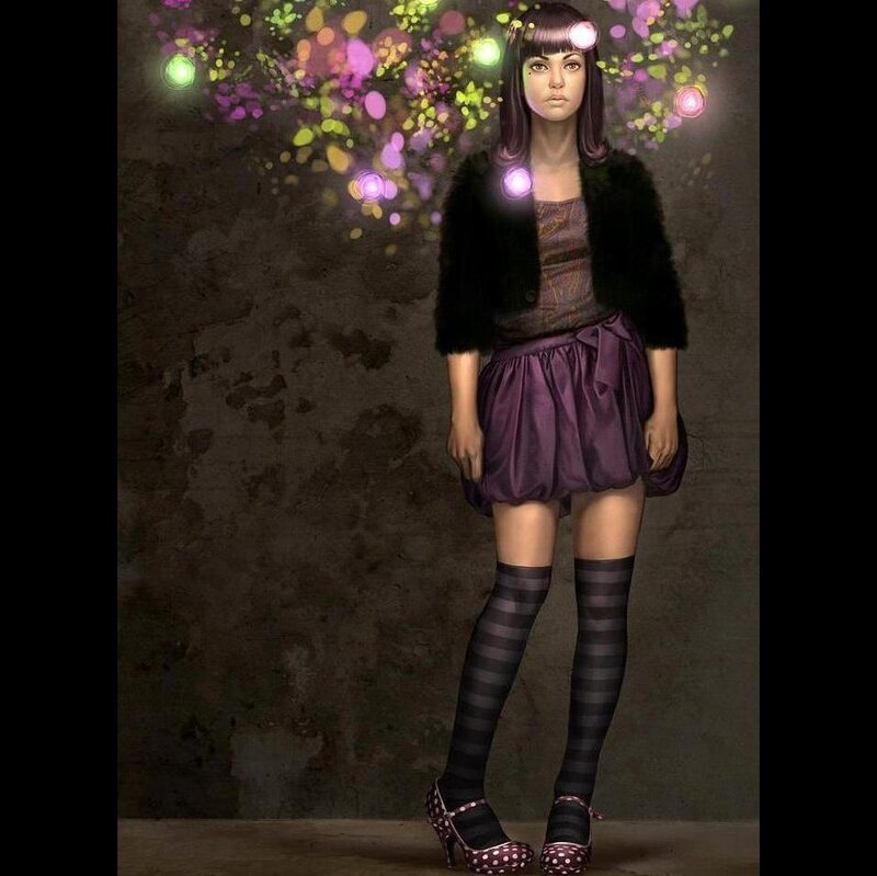 Woman in Purple Outfit — Dramatic, Digital Art