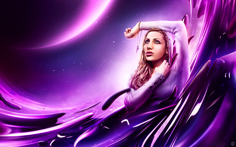 Woman in Purple Outfit — Dramatic, Night