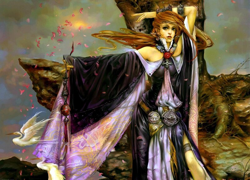 Woman in Purple Robe — Dramatic, Sunset