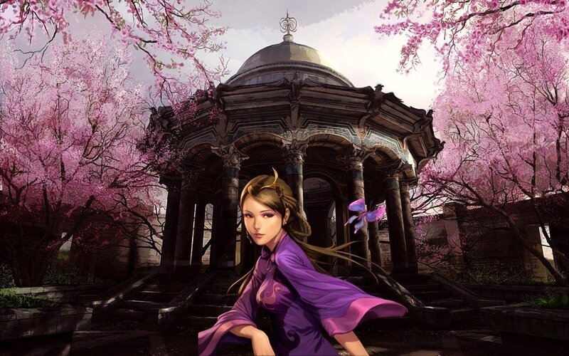 Woman in Purple Robe — Serene, Spring
