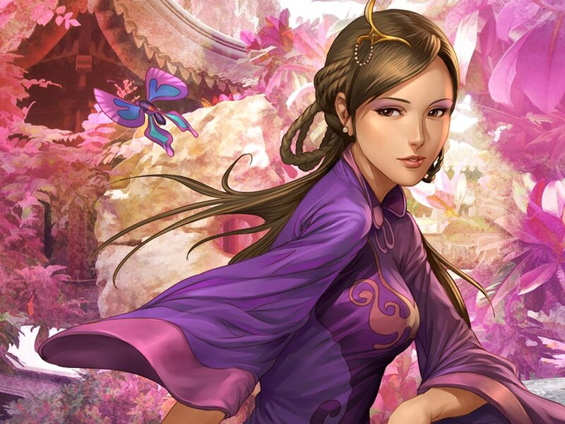 woman in purple robe with butterfly