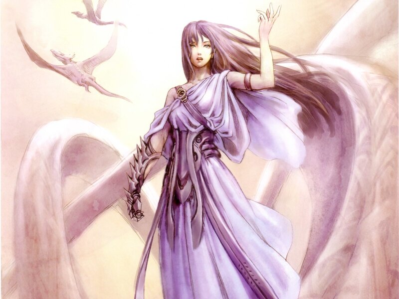woman in purple robe with dragons