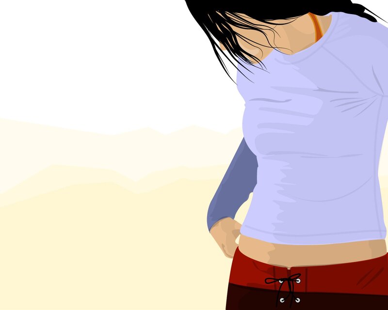 woman in purple shirt