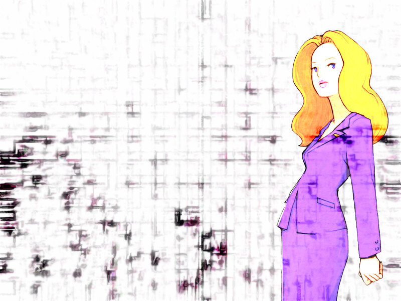 woman in purple suit