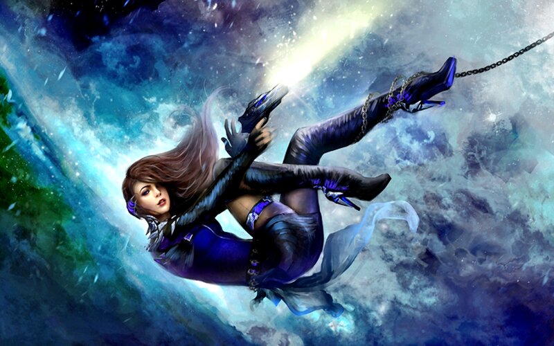Woman in Purple Suit — Blue